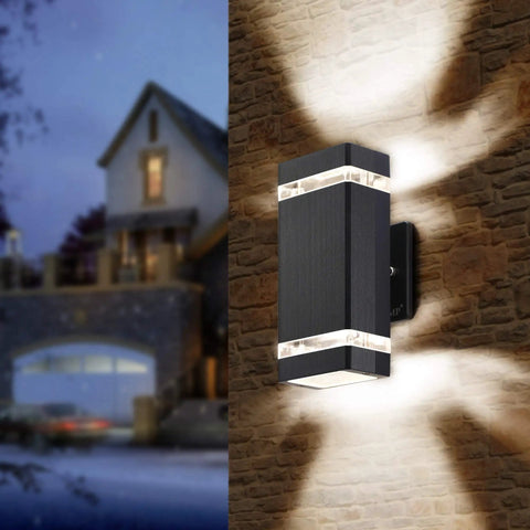 4 Pack LED Square Up And Down Outdoor Wall Lights Aluminum Waterproof Exterior Lamps 3000K 5W ETL Listed Weatherproof