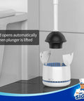 Heavy Duty Toilet Plunger With Holder, Ergonomic Handle, No Nonsense Space Saving Bathroom Setup, Ventilated Holder Keeps Plunger Head Hidden