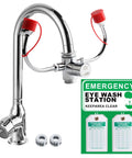 Heavy Duty Emergency Shower And Eye Wash Test Record Tags, Tough As Nails Double Sided Safety Compliance Holders With Solid Brass Grommets, Pack Of Twenty Five with chrome faucet and test record tags.