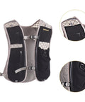 Hydration Vest And Pack For Running And Hiking Lightweight Water Rucksack Backpack With Reflective Straps For Men And Women Comfortable Fit On The Go For Every Workout And Trail Run, showing front design with mesh fabric and chest strap.