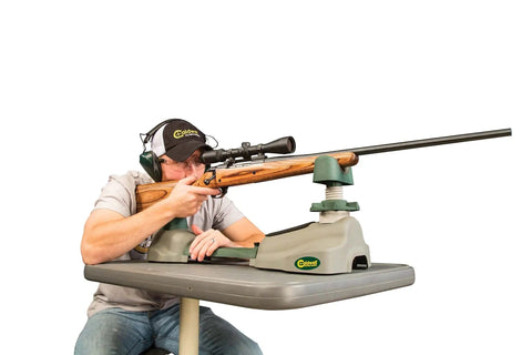 Shooter using Steady Rest NXT Adjustable Ambidextrous Rifle Rest For Range And Target Shooting with 27 Inch Length 10 Inch Width