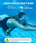 S400 Mini Scuba Tank 1.0L Portable Diving Tank in use underwater, featuring mask and breathing pony bottle for exploration.