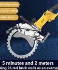 Professional Grade Job Site Ready 5000 Watt Electric Ring Saw Featuring Tough As Nails Brushless Torque For Clean Concrete Grooves and Heavy Duty Masonry Wall Cutting Projects, showing a detailed view of cutter and handle.