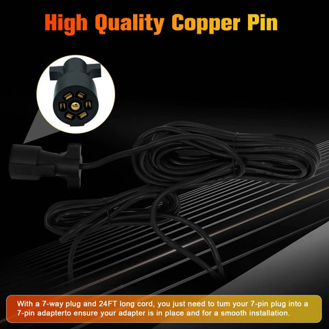 Dreamdragon 12V LED trailer light kit with 7-pin round plug and 24ft cord