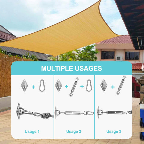 Heavy Duty Stainless Steel Shade Sail Hardware Kit for Awning Setup and Garden Sails with Adjustable Turnbuckles DIY