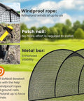 22 Ft Baseball and Softball Batting Cage With Pitching Backstop features windproof rope, patch nail, metal bar for stability