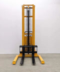 Front view of Heavy Duty Wide Leg Semi Electric Pallet Stacker Built Like A Tank With A Rock Solid 2204 Lbs Capacity And A Sweet 138 Inch Lift Height For Confined Warehouses.