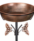 40 Inch Metal Bird Bath With Removable 13 Inch Diameter Bowl And 3 Inch Deep Reservoir, Heavy Duty Rust Proof Standing Garden Feeder