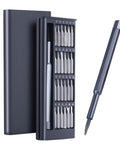 Pro Grade All In One 25in1 Precision Screwdriver Set With Magnetic Mini Repair Kit showing 24 steel bits and case