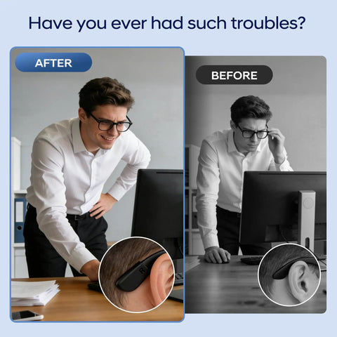 Before and after use of Anti Slip Ear Grips For Meta Smart Glasses Gen 2 Wayfarer Skyler And Headliner; secure and slipping glasses