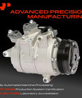 Heavy Duty AC Climate Control Compressor Assembly With Four Groove Pulley And Prefilled Oil For 2013 To 2019 Ford Explorer and Police Interceptor, side view.