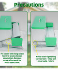 Backyard No Sweat Automatic Chicken Feeder With Forty Pound Capacity For Flocks Of Twelve Rat Proof Galvanized Steel showing cover and precautions.