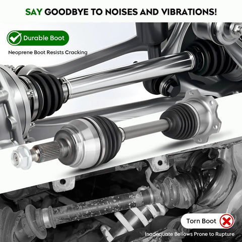 Heavy Duty Front Cv Axle Shaft Pair Drop In Ready No Sweat Swap Bolt On For 4wd Awd 6 Lug Chevy Silverado 1500 Tahoe Suburban Gmc Sierra Yukon Cadillac Escalade Driver Passenger Side with durable neoprene boots.
