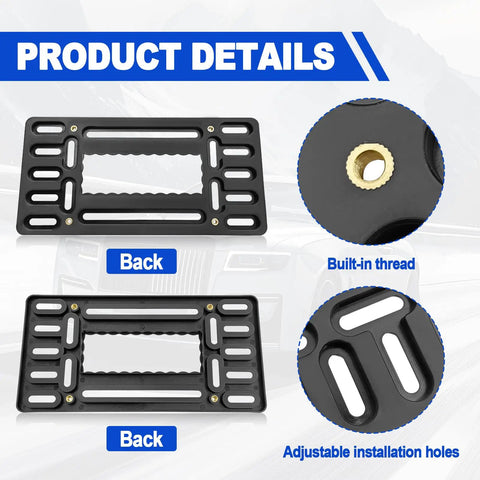 Detail of Front License Plate Mounting Kit No Drill Easy Install Universal Car Tag Adapter With Anti Theft Stainless Steel Screw Caps