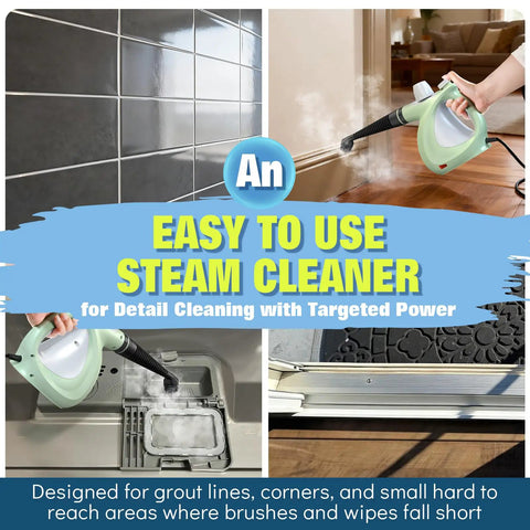 Hella Badass Handheld Steam Cleaner With 3 Bar High Pressure And 11 Piece Chemical Free Kit For Deep Household Surfaces cleaning grout, corners, and hard-to-reach areas.