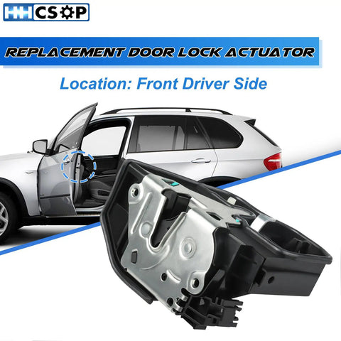 BMW Front Left Driver Side Power Door Lock Actuator Motor Replacement For 2003-2019 Models Fits 3 Series X1 X3 X5 And More showing front driver side fitment