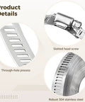 32.8 Ft 304 Stainless Steel Hose Clamp Kit with 20 Heavy Duty Fasteners showcasing slotted screw and perforated strapping