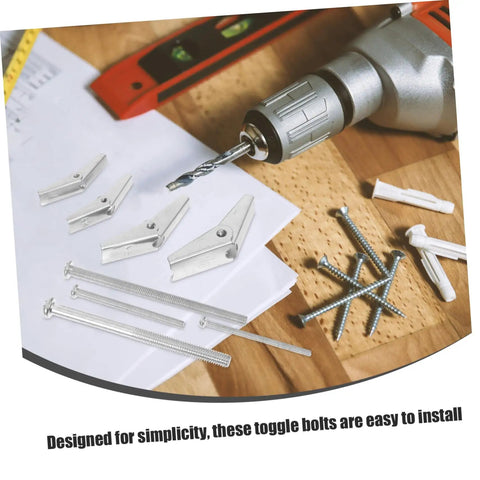 32 Piece Toggle Bolts Wing Nut Kit Heavy Duty Metal Drywall Anchors And Assorted Screws For Securely Hanging Heavy Items On Walls Easy Installation And Strong Hold, with drill and screws