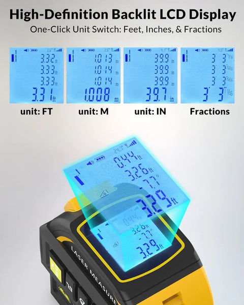 Skip The Hard Math With This Smooth 4 In 1 Laser Distance Meter Featuring Built In 16 Ft Tape And Dual Axis Level And Crosshair Sight For Zero Sweat Layouts On Backyard Sheds Or Tight Commercial Job Sites Where Precision Matters