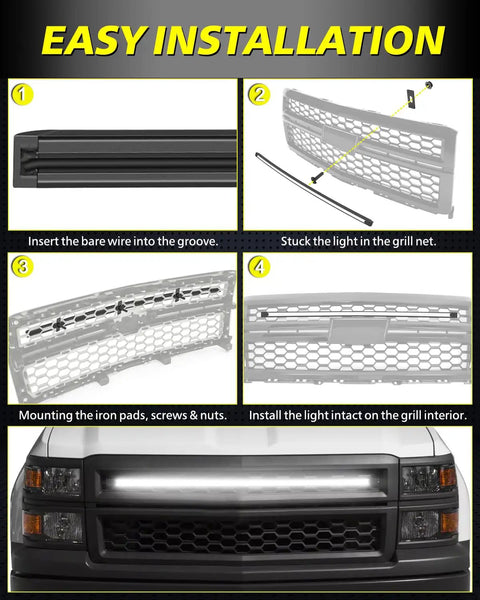 Grille LED Light Kit For Silverado 2014 2015 2016 2017 2018 Front Grill Accent Lights easy installation guide