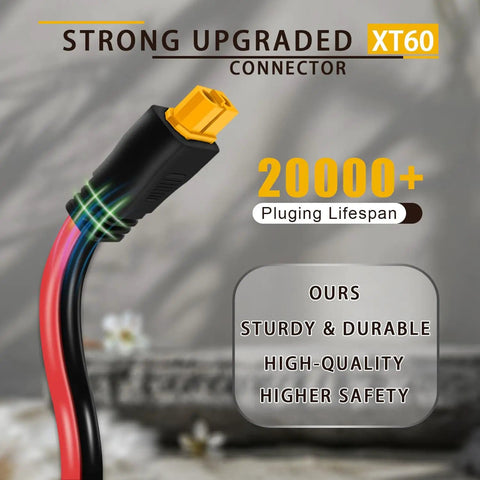 Beefy 10AWG MC4 To XT60 Solar Panel Cable Adapter heavy-duty connector with highlighted features and durability claims