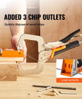 Close-up of 34 Piece Pocket Hole Jig Kit With Toolbox Adjustable Versatile Pocket Hole Jig Set Featuring 11 Inch C Clamp Fixtures, chip outlets visible.