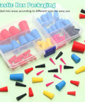 Plastic box with 200-piece silicone rubber tapered plug set, high temperature resistant stoppers, end caps in five colors.