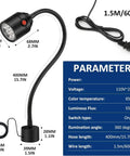 Detailed diagram of Durable Magnetic Led Work Light With Flexible Gooseneck And Magnetic Base 550 Lumen 6500K Task Lamp specifications