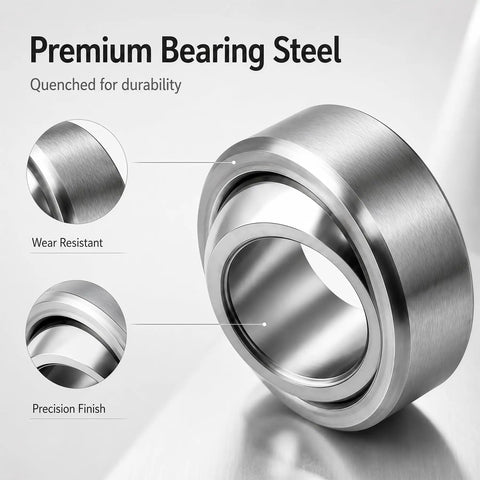 Heavy Duty GE17C Radial Spherical Plain Bearing Set Of 2 With 17 Millimeter Inner Diameter And 30 Millimeter Outer Diameter Precision Fit For Industrial Machines That Kick Butt close-up showing quenched bearing steel quality and precision finish.