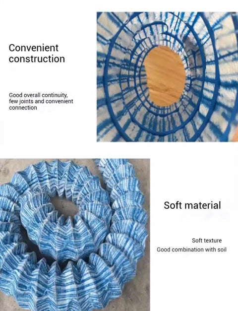 Blue Perforated French Drain Pipe 2 Inch for Garden Yard Lawn Landscaping with Corrugated Design, Nonwoven Filter Layer