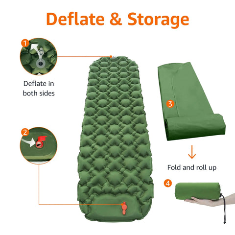 Lightweight Camping Sleeping Pad With Built In Foot Pump No Fuss Quick Inflate Insta Pump Tech In Under 60 Seconds Water Resistant