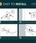 Instructions for installing Rock Solid Satin Nickel Dummy Lever Door Handle Set for closets or French doors.