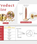Rock Solid M10 Brad Hole Tee Nuts With Heavy Duty Carbon Steel T Nuts Flange Inserts And Matching Screws For Serious Round Base Mounting Hardware Jobs In A Massive 64 Piece Assortment Kit, size details and components.