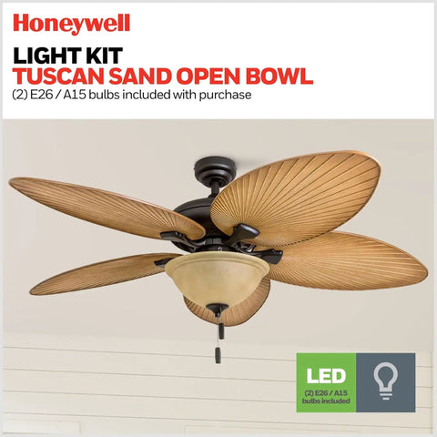 Palm Valley 52 Inch Tropical Ceiling Fan With Light For Indoors Or Outdoors Dual Mountable With Pull Chain Five Palm Leaf Blades