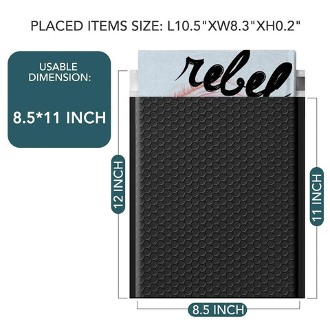 Black Bubble Mailers 8.5x12 Inches Pack Of 40 Padded Envelopes Usable Size 8.5x11 For Shipping Books, Clothes, Strong Adhesive