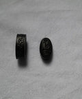 Iron Fuchi Kashira Set For Samurai Swords Koshirae Tsuka Ferrule End Cap Pommel Fit with black floral design