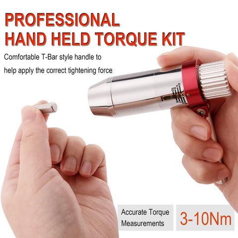 Adjustable Torque Wrench for Bikes 3 to 10 Nm Range Aluminum Alloy T Shape Handle Includes Allen Wrenches and Screwdrivers