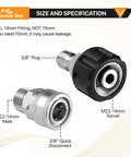 Stainless Steel Pressure Washer Adapter Set Eight Pieces With Quick Connect Fittings For Hoses And Sprayers Durable Corrosion Resistant Easy Snap On Connectors For Fast No Fuss Cleaning Projects Go To Gear, M22-14mm 3/8 quick disconnect