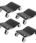 Heavy Duty Wheel Dollies Set Of 4 With Brakes 6000 Lbs Capacity High Tensile Steel Safe Lifting Rolling Under Load Built Tough For Daily Grind Beefy Workhorse Handles Loads Without Breaking Sweat Pro Shop Use Good For Mechanics Keep Garage Safe Now, four steel dollies