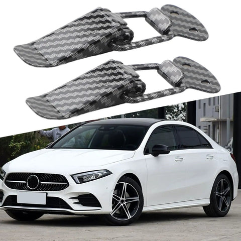 Set Of 2 Carbon Fiber Style Bumper Lock Clips With Quick Release Hooks Heavy Duty Auto Exterior Panel Fasteners displayed with a car