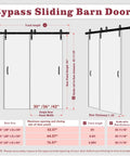 Diagram of Space Saving Bypass Barn Door Kit 60 By 84 Inch With 6 Foot Hardware For Single Track Doors On Double K Frame Doors MDF White DIY Painted Finish Easy To Install