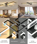 Modern LED Ceiling Light Fixture With Dimmable CloseToCeiling Design Lit Remote Control Flush Mount Geometric Lamp Acrylic and Iron