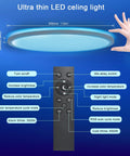 Flush Mount LED Ceiling Light With Remote Control, 12 Inch Ultra Thin Round 25W RGB Color Changing Fixture, remote buttons shown