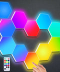 Hexagon LED Light Panels With Remote Control, Touch Sensor RGB Wall Decor Kit For Gaming Room, DIY Geometric Light Tiles