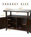 Dimensions of Outdoor Wood Grill Prep Table With Stainless Steel Top Waterproof Cover Dark Brown Finish Solid Wood Construction