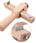 Leather Strap Cutter Beech Wood DIY Leatherworking Tool With Adjustable Blade System and five replacement blades