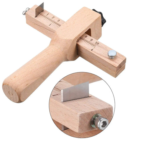 Leather Strap Cutter Beech Wood DIY Leatherworking Tool With Adjustable Blade System and five replacement blades