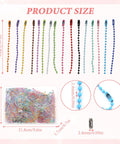400 Pcs Ball Bead Chain Set With 3.94 Inch Dog Tag Chains Includes 100 Silver Replacement Buckles For Jewelry Making And DIY Crafts, multicolor ball chains with dimensions shown.