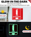 Fire Extinguisher Sign With Down Arrow Glow In The Dark Acrylic 6 By 6 Inches 4 Pack With 2 Pre Drilled Holes And Screws