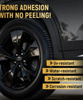 Black car wheel showing gloss restored with Wheel Touch Up Paint Kit For Black Rims And Scratches 1.5 Fl Oz Universal Enamel Repair Pen